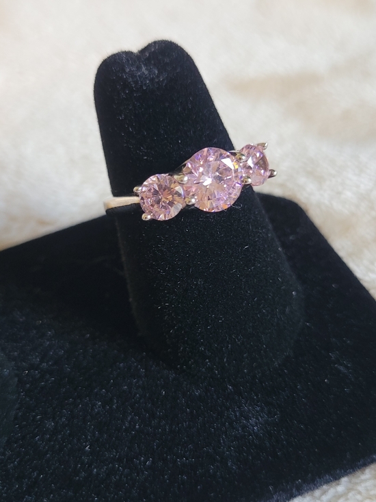Jewelry - Three-Stone Pink Cubic Zirconia Ring - Women Jewelry